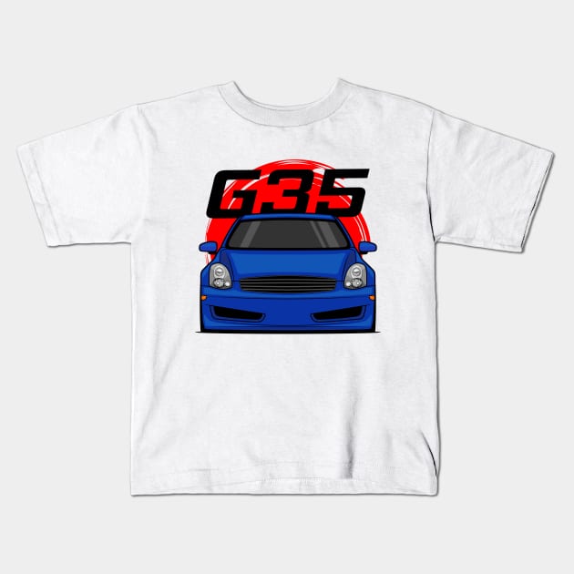 Front Blue G35 JDM Kids T-Shirt by GoldenTuners